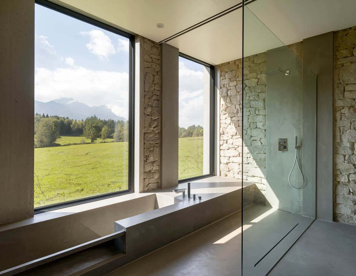 Impressive view from bathroom and shower through picture windows