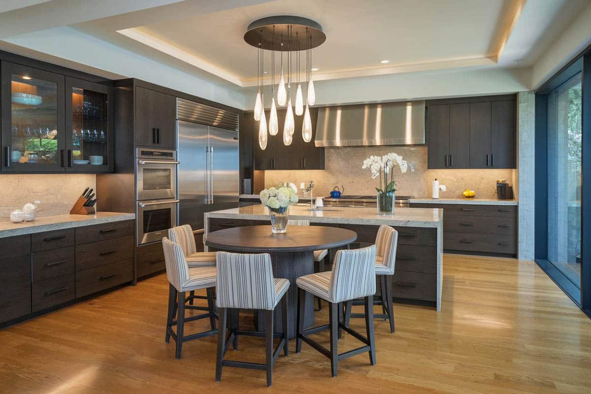 Contemporary kitchen with dark cabinets