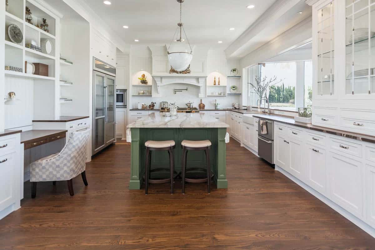 Luxury design kitchen with flat panel cabinets with black soapstone countertops