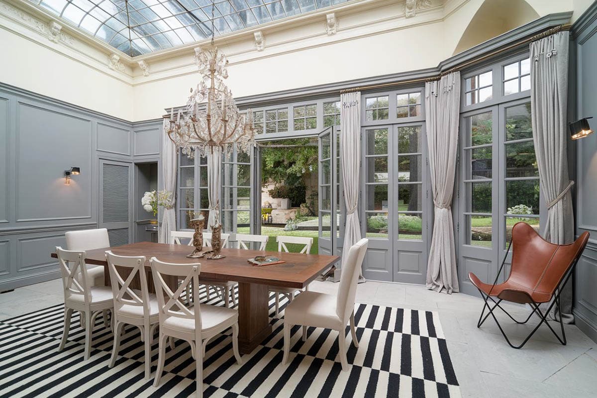 Gray and cream two color dining design