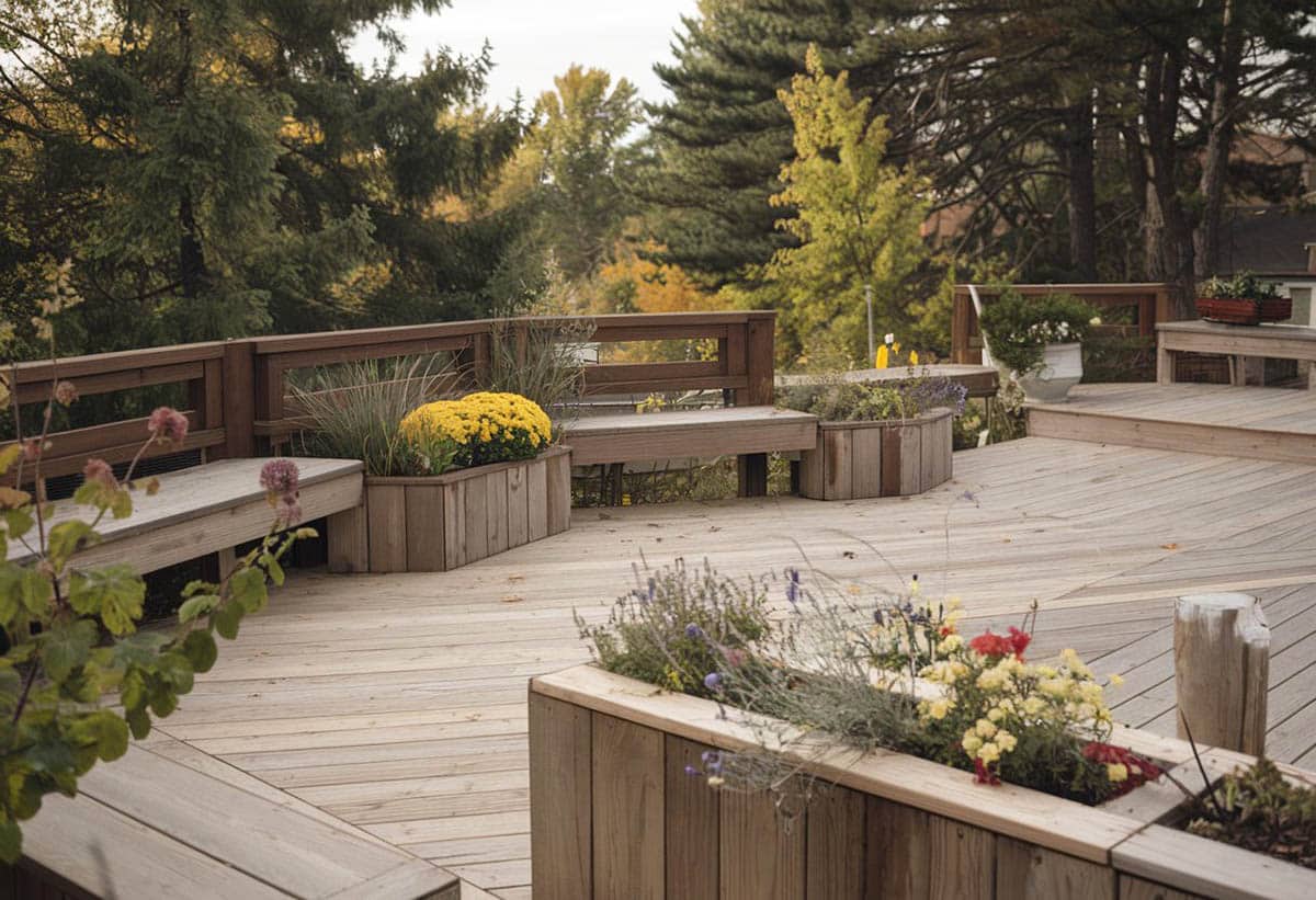 Custom deck with built in flower containers