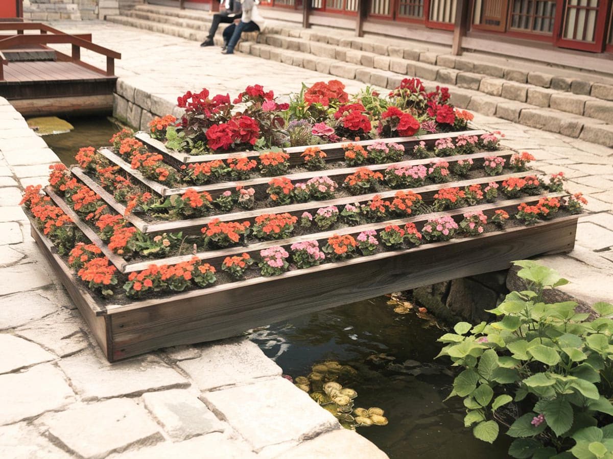 Large multi level plant display box with severals