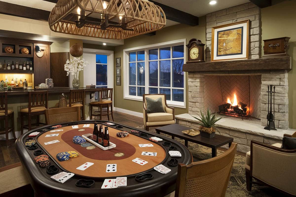 Card table and rustic bar