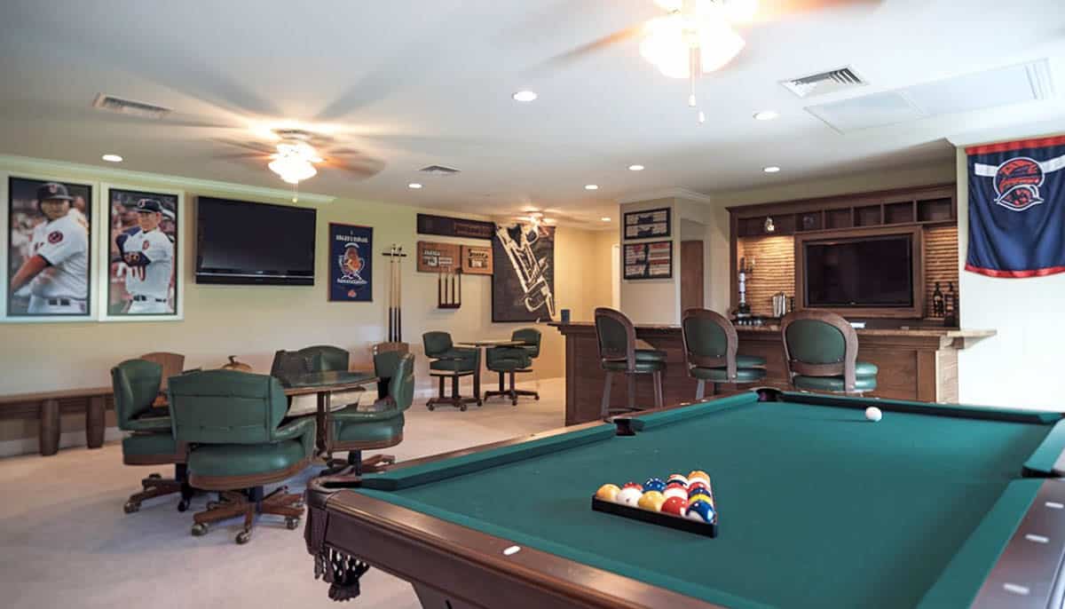 Home sports bar, billiards and card table