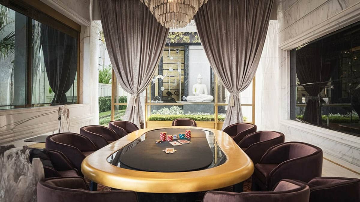 Luxury card room with leather seating