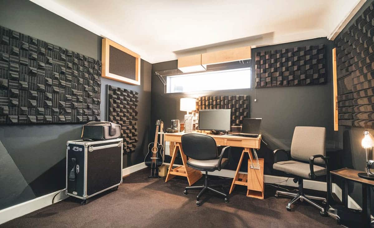 Home music recording studio with sound proofing