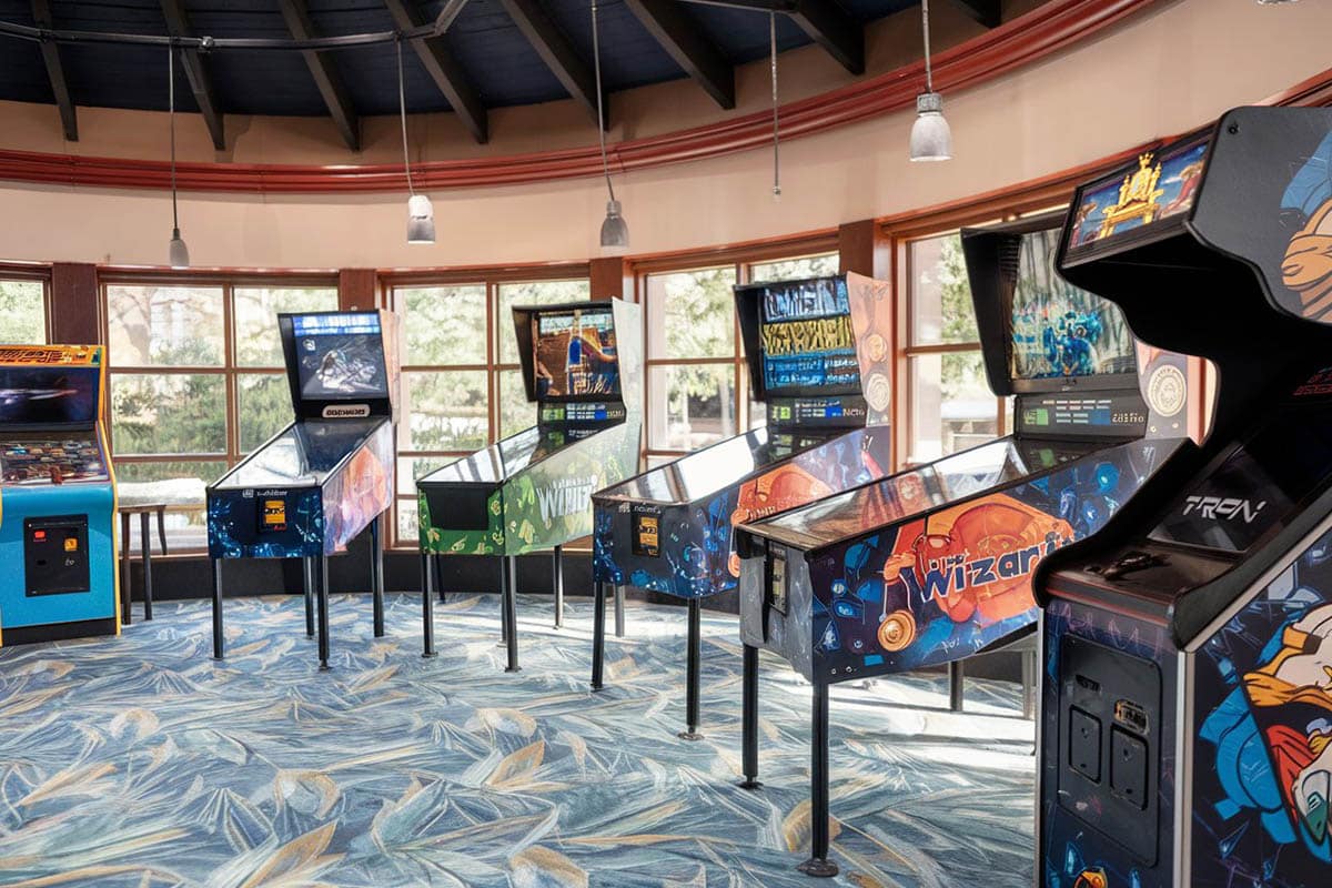 Pinball machines in gaming space