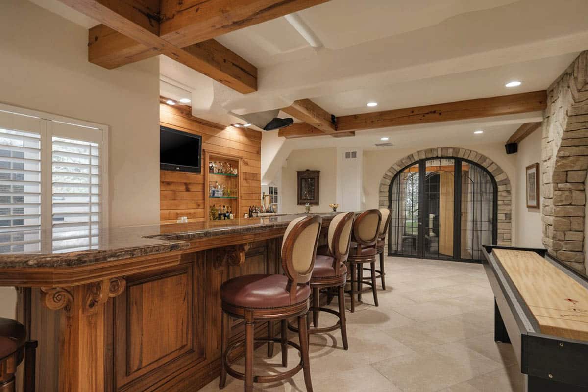 Rustic bar and shuffleboard table
