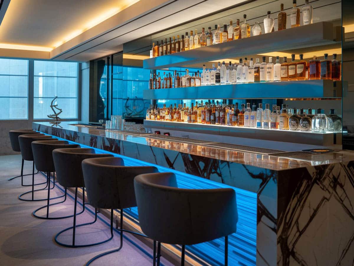 Custom bar with under cabinet lighting