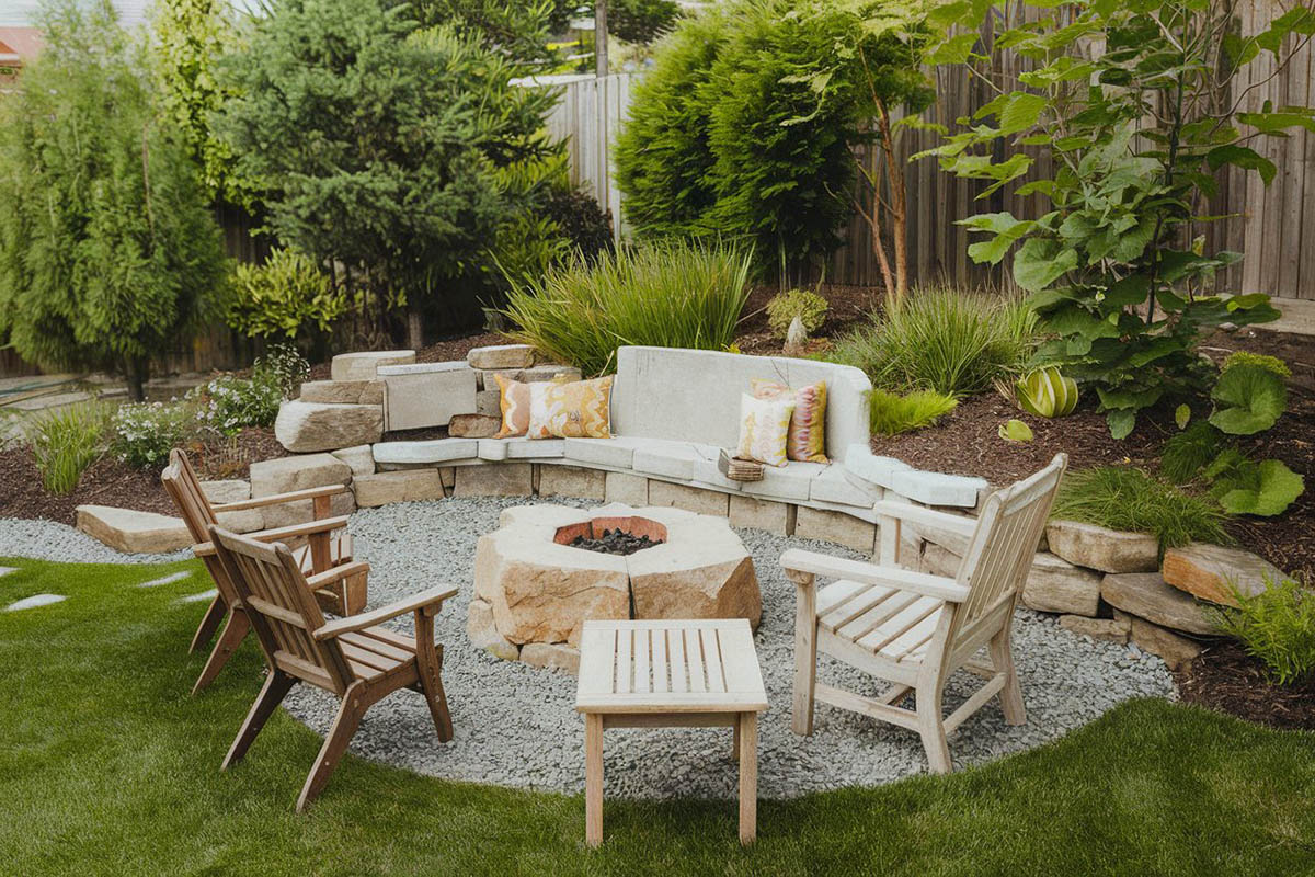 Rustic space with small stone ledge for seating