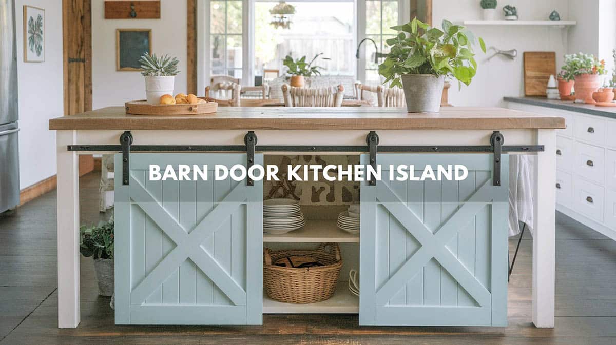 Barn door kitchen island