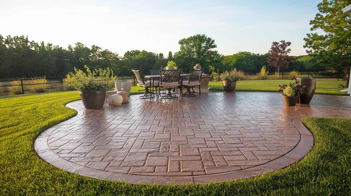 Stamped concrete that looks like brick pavers
