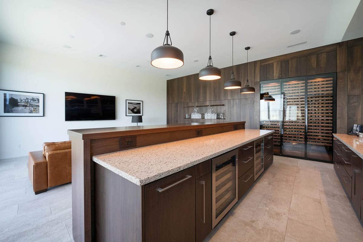 Modern wet bar with wine closet