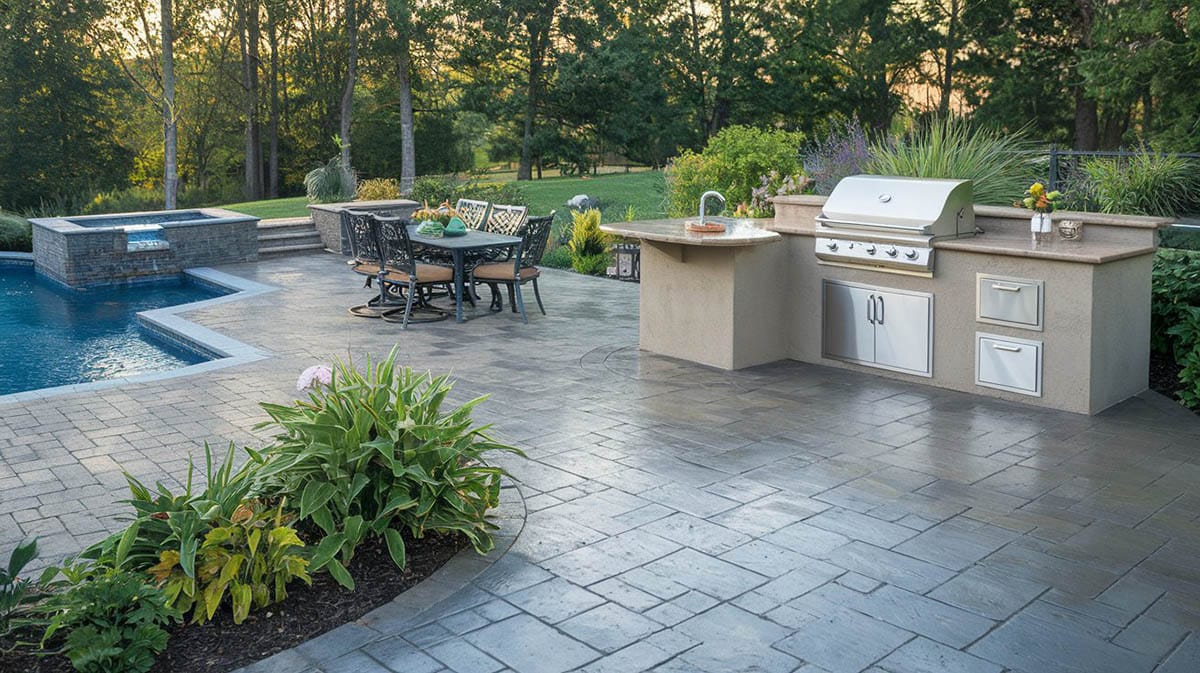 Roman slate stamped style concrete