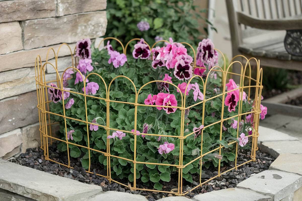 Green metal garden border fence
