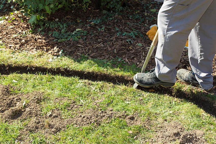 Digging trench for garden