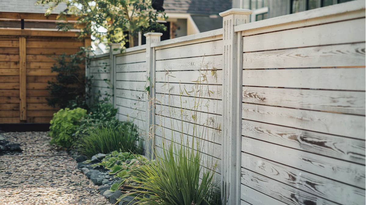 Fence made with horizontal shiplap boards