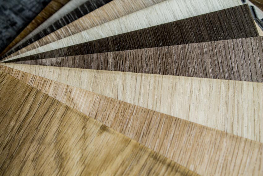 Samples of veneer types and colors