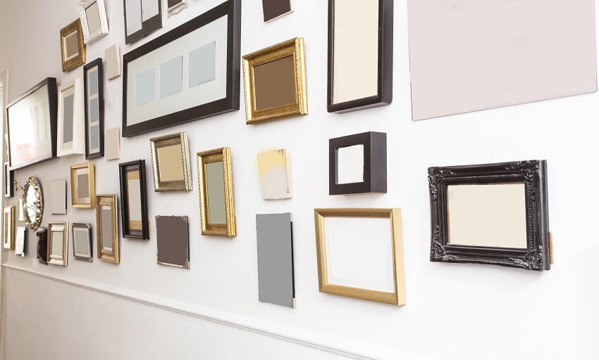 Different types of empty frames with vintage retro design