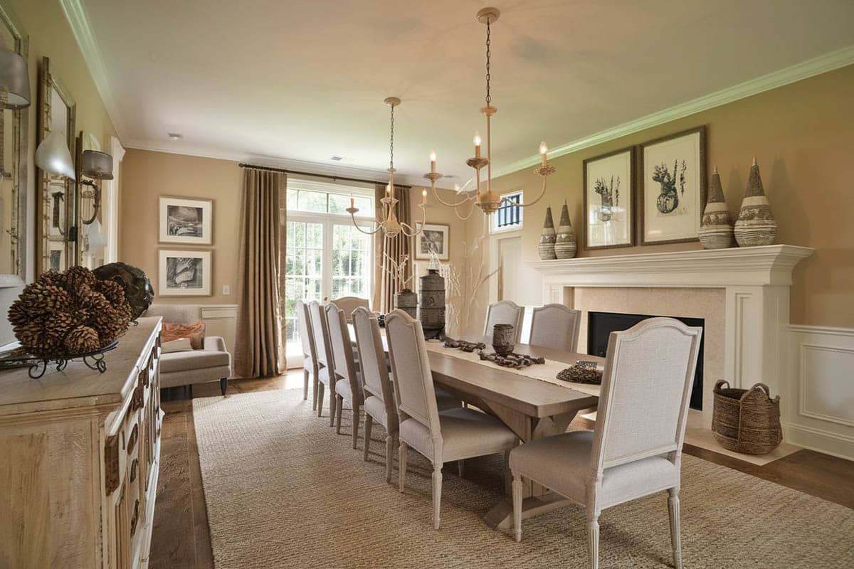 Traditional dining room with solid wood table