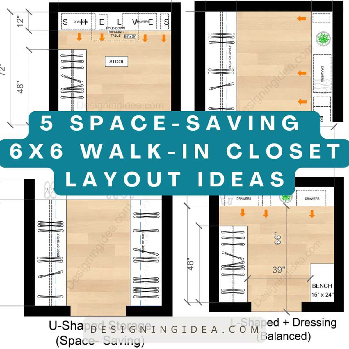 6x6 walk in closet layout ideas