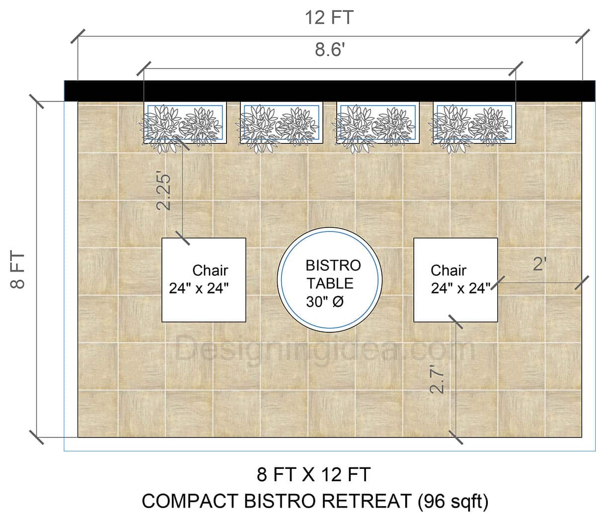 Compact Bistro Patio Retreat Layout