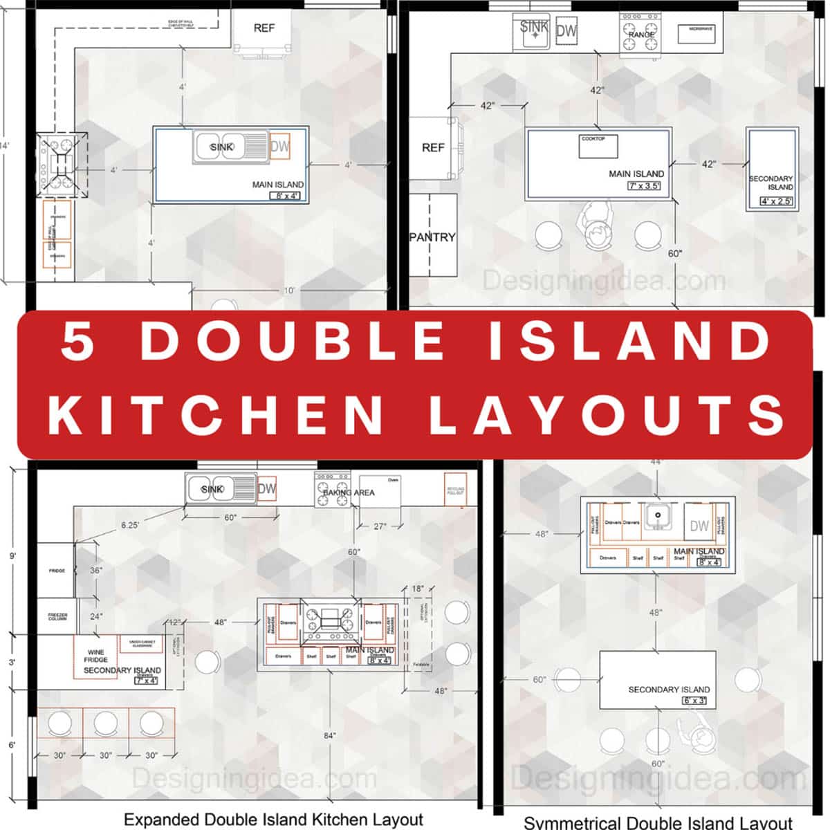 Double island kitchen layouts