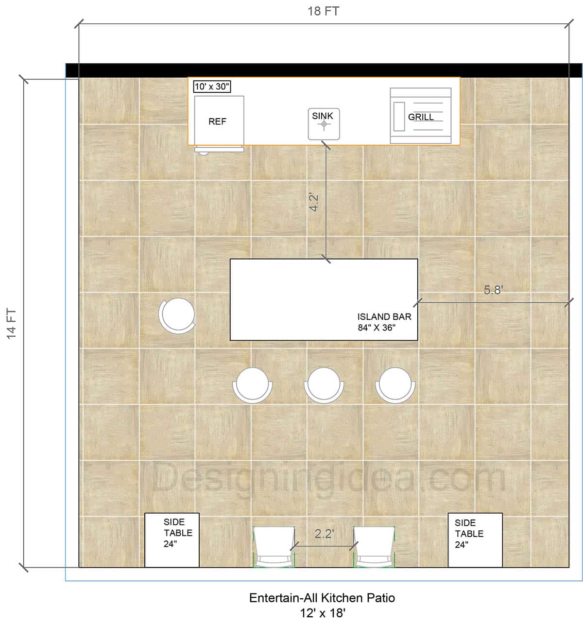 Entertain all outdoor kitchen layout