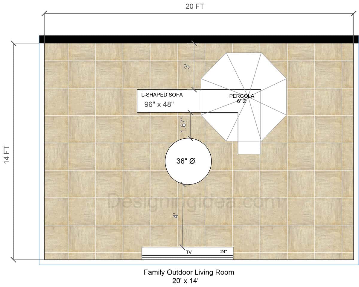 Family outdoor living room layout