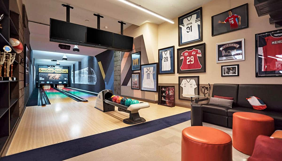 Home basement bowling alley