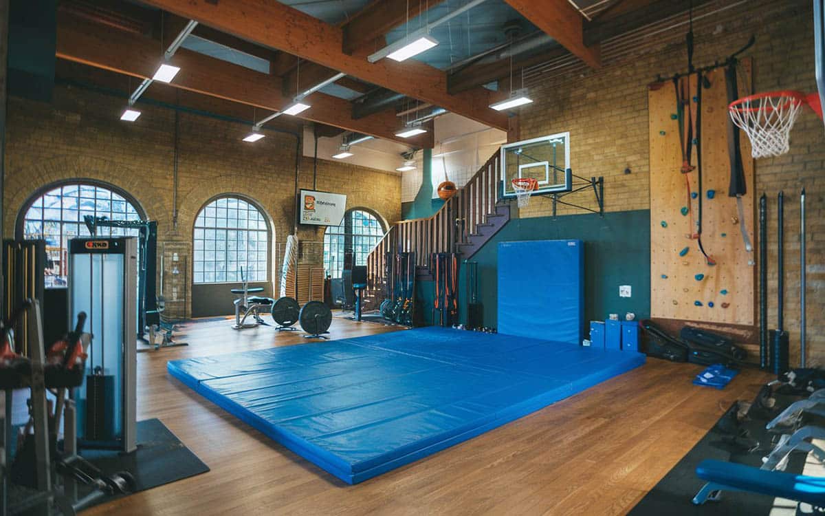 Indoor basketball court in house