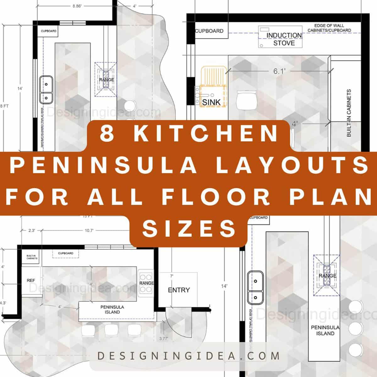 Kitchen peninsula layouts for all floor plan sizes