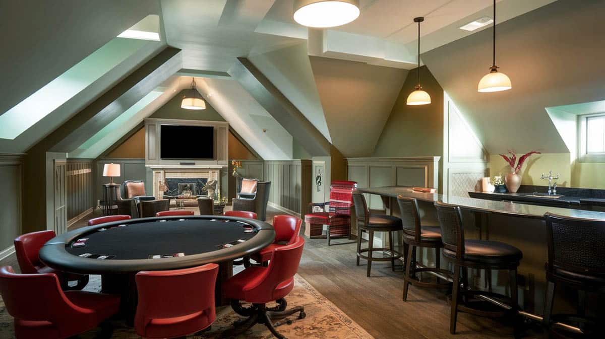 Game tables in casino room