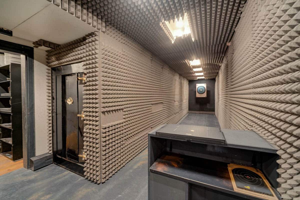 Private home shooting range with gun safe