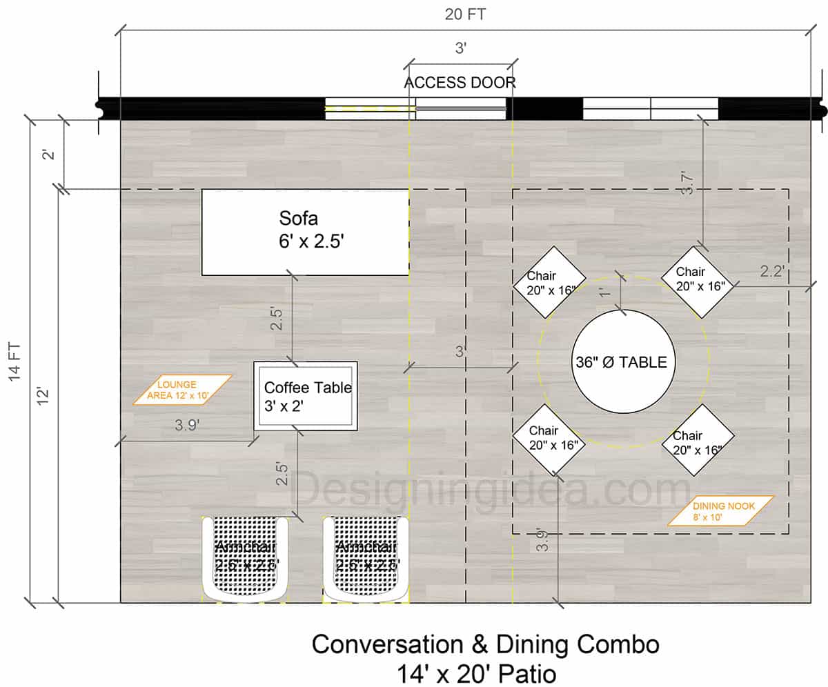 14x20 conversation and dining furniture combo patio
