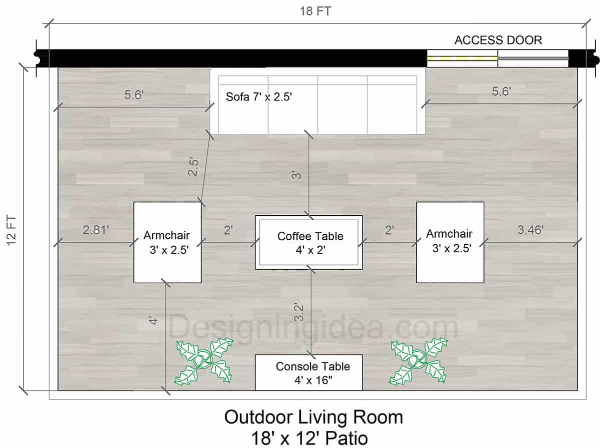 18x12 outdoor living room layout