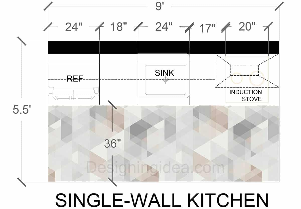 5x9 Single-Wall Kitchen Layout