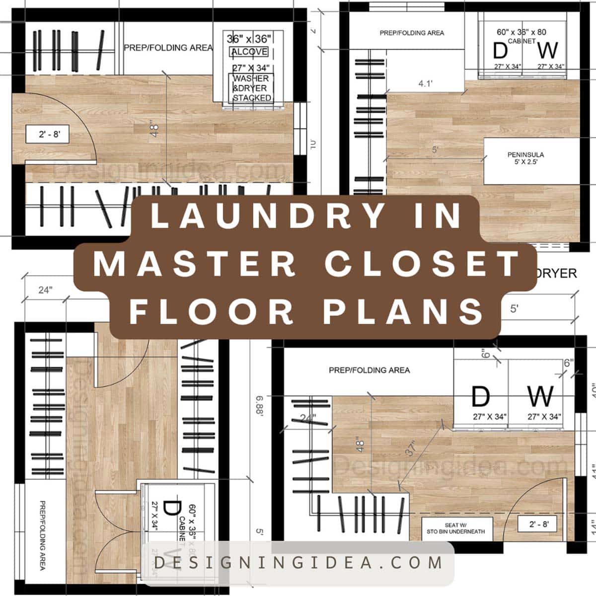 Laundry in master closet floor plans