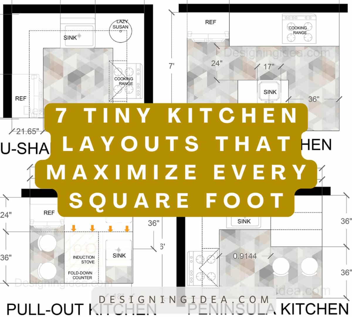 Tiny kitchen layouts smart designs for 30 to 70 sq ft plans