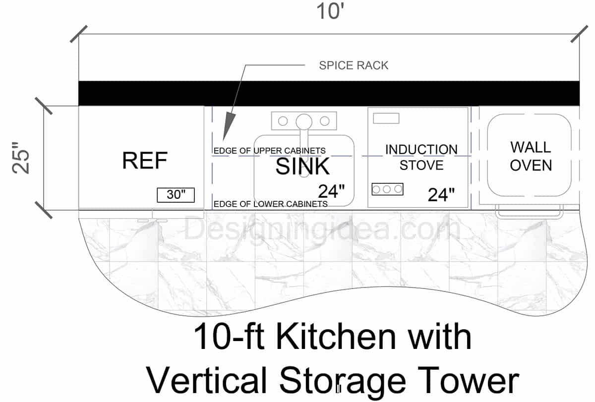 10ft Kitchen with Vertical Storage Tower Floor Plan