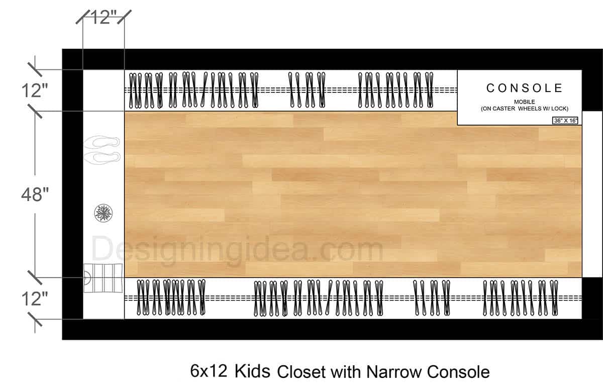 Kids Closet with Narrow Console Design